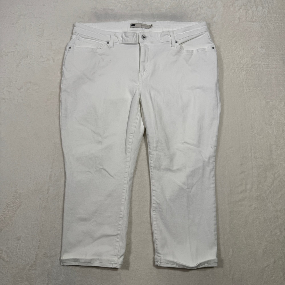Levi's Capri Jeans Womens 20W White Denim Cropped Straight Mid Rise Stretch